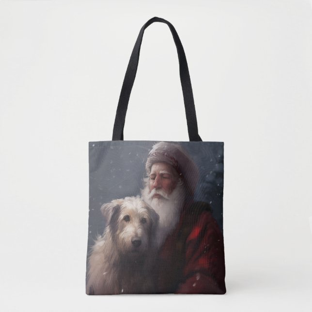 Bolsa Tote Wolfhound com Papai Noel Natal Festivo (Frente)