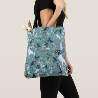 Bolsa Tote Wolves of the world turquoise pattern