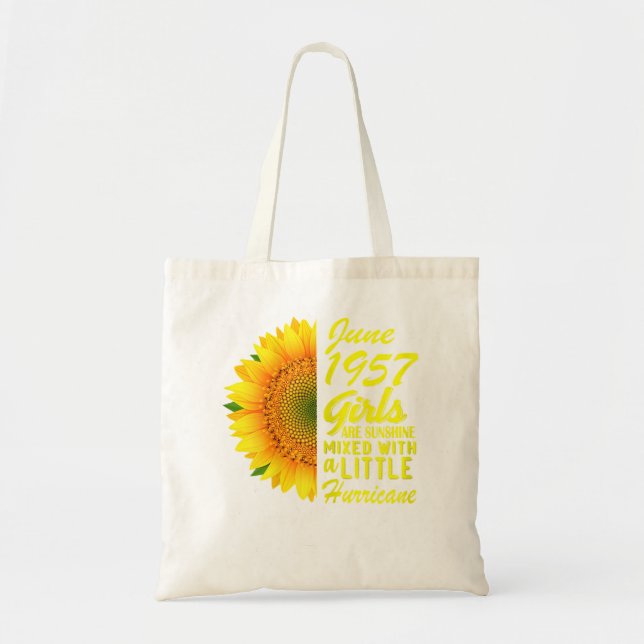 Bolsa Tote Womens June Girls 1957 Sunflower 65th Birthday Gif (Frente)