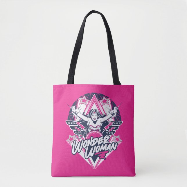 Bolsa Tote Wonder Woman Retro Glam Rock Graphic (Frente)