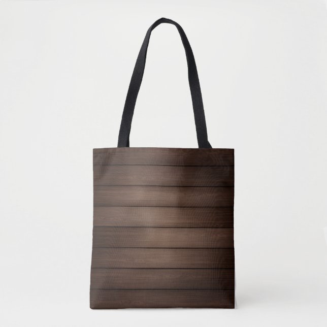Bolsa Tote Wood Grain Striped Brown Abstract Fashion Art (Frente)
