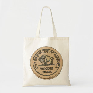 Bolsa Tote Wooden Buffalo Nickel, adicionar texto