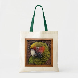 Bolsa Tote Woodland Harmony: Lorikeet Verde Sobre Madeira Esc
