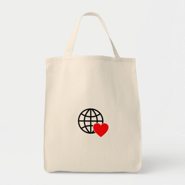 Bolsa Tote World Love Globe Icon | Heart Earth Summer Design (Frente)
