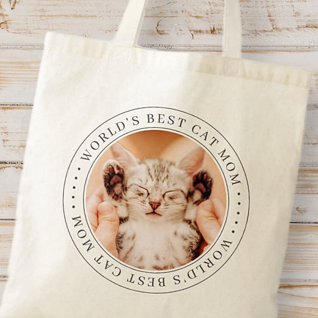 Bolsa Tote World's Best Cat Mom Classic Simple Photo (Criador carregado)