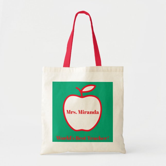 Bolsa Tote World's Best Teacher (green) (Frente)