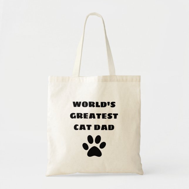 Bolsa Tote World's Greatest Cat Dad Custom Text Personalized (Frente)