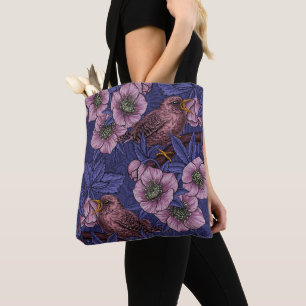 Bolsa Tote Wren e hellebore, violeta e rosa