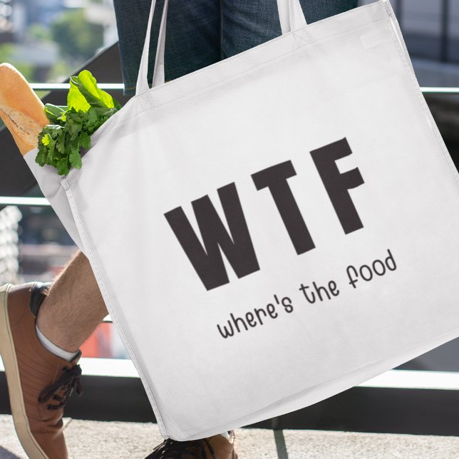 Bolsa Tote WTF Onde está a Comida Engraçada Compras Reutilizá (Shop now and embrace the laughter while being kind to the environment!





)
