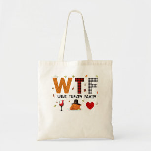 Bolsa Tote WTF Wine Turkey Family Xadrez Shirt Engraçado Graç