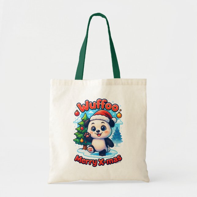 Bolsa Tote Wuffoo Poppi Merry X-mas Kawaii 3D Holiday (Frente)