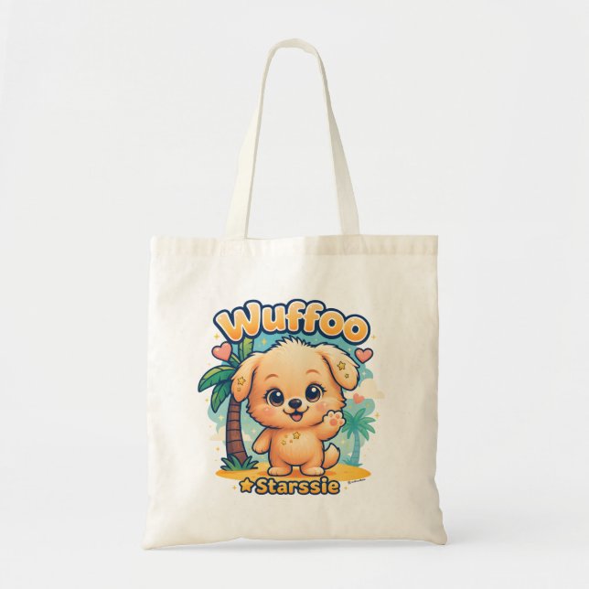 Bolsa Tote Wuffoo Starssie Kawaii Puppy Tropical Island (Frente)