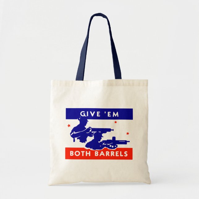 Bolsa Tote WWII dá-lhes os dois barris (Frente)