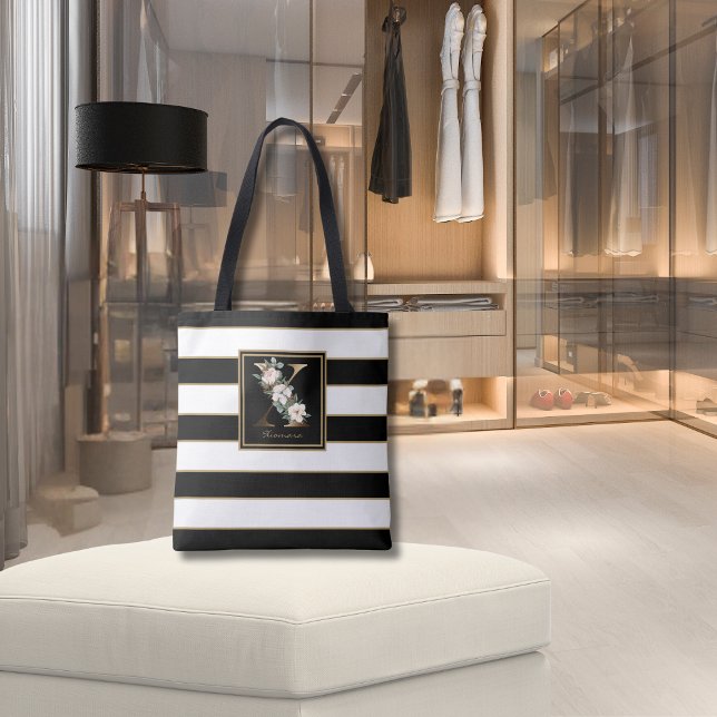 Bolsa Tote X Monograma Dourado Floral | Preto Branco e Dourad (Criador carregado)