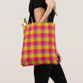 Bolsa Tote Xadrez Amarelo Rosa Milho e Razzmatazz