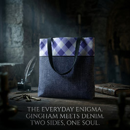 Bolsa Tote Xadrez azul claro e jeans