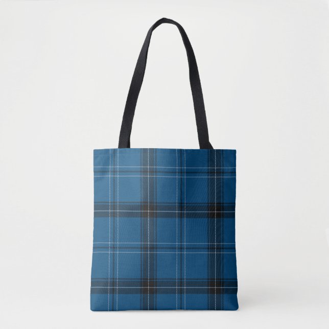 Bolsa Tote Xadrez Azul Ramsay Escocês (Frente)