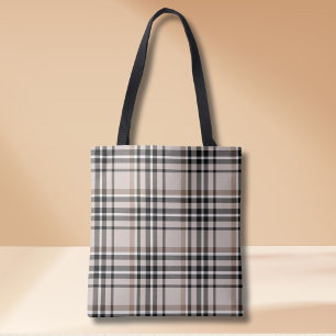 Bolsa Tote Xadrez Bege