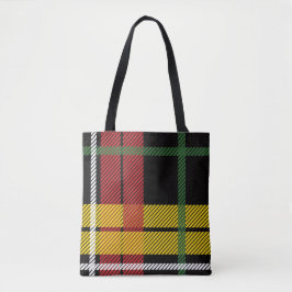 Bolsa Tote Xadrez branca amarela preta Tartan Buffalo Impress