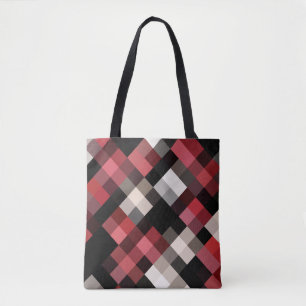 Bolsa Tote Xadrez Branca Preta Maroon