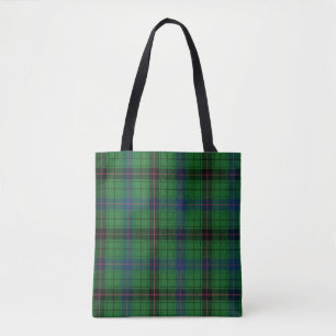 Bolsa Tote Xadrez Clan Davidson Tartan Black Green Check