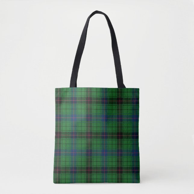 Bolsa Tote Xadrez Clan Davidson Tartan Black Green Check (Frente)