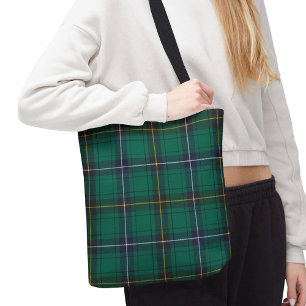 Bolsa Tote Xadrez Clan Henderson Tartan Green Blue Check