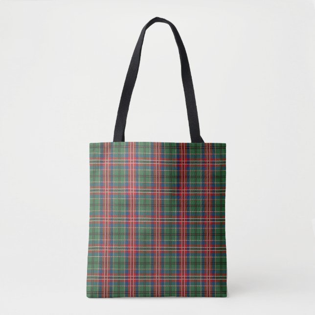 Bolsa Tote Xadrez Clan MacCulloch Tartan Red Green Check (Frente)