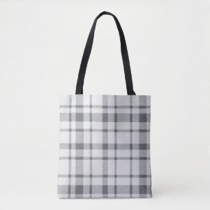 Bolsa Tote Xadrez clássica Tartan, Cinzas neutra por padrão e