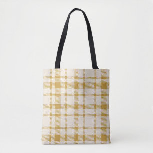 Bolsa Tote Xadrez clássica Tartan Padrão-Amarelo e Creme