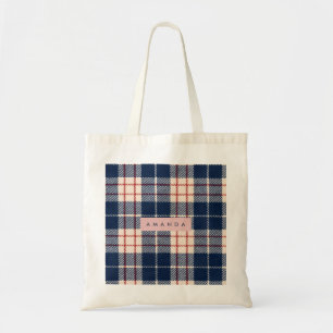 Bolsa Tote Xadrez Clássico Personalizado Vermelho e Azul Mari