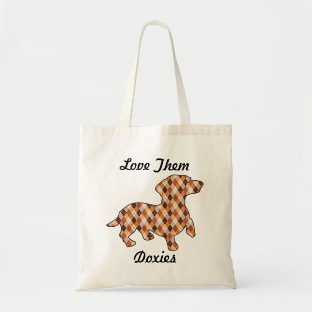 Bolsa Tote Xadrez Dachshund (Frente)