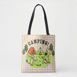 Bolsa Tote Xadrez de acampamento amarela do saco de Labradors