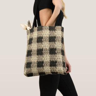 Bolsa Tote Xadrez de Artisan Crochet Impressão