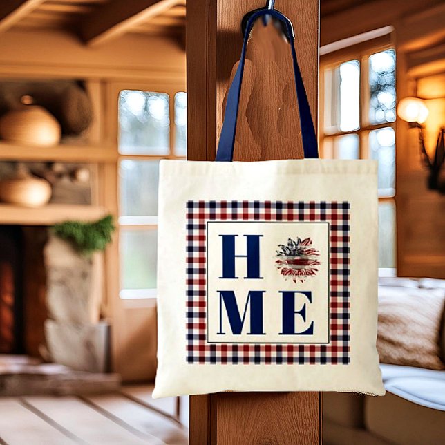 Bolsa Tote xadrez de búfalo girassol "Casa"  (Criador carregado)