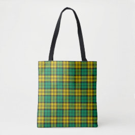 Bolsa Tote Xadrez de Campbell Tartan verde-amarela
