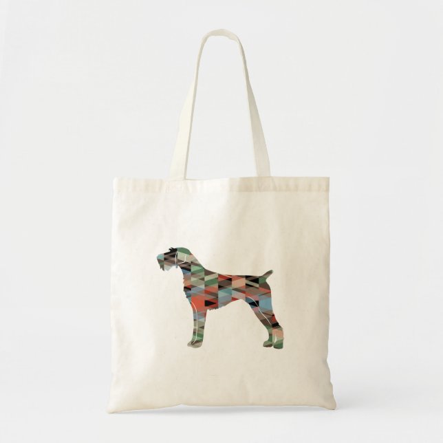 Bolsa Tote Xadrez de Geo Silhouette do Ponteiro Wirehaired Al (Frente)