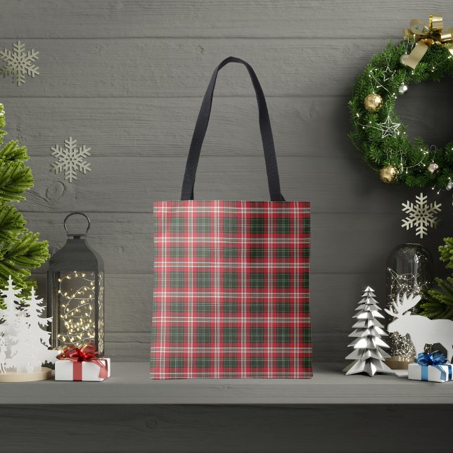 Bolsa Tote Xadrez de Natal da Xadrez Verde Vermelha (Criador carregado)
