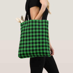 Bolsa Tote Xadrez DE NATAL DE BUFFALO VERDE E VERMELHO BRILHA