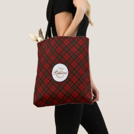 Bolsa Tote Xadrez de Natal de Tartan Vermelho Padrão de inver