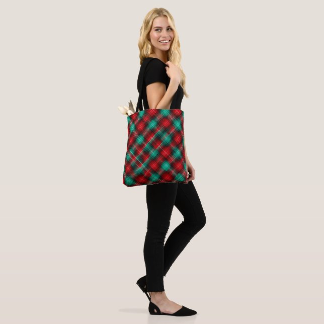 Bolsa Tote Xadrez de Natal vermelho e verde (No(a) Modelo)