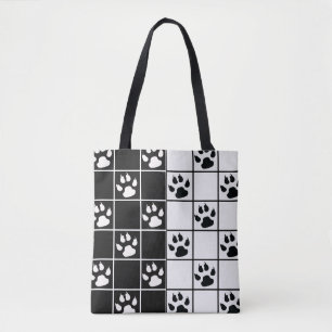 Bolsa Tote Xadrez de Pista do Painel de Janelas Branco Preto