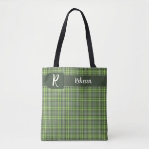 Bolsa Tote Xadrez de Sage e Oliva