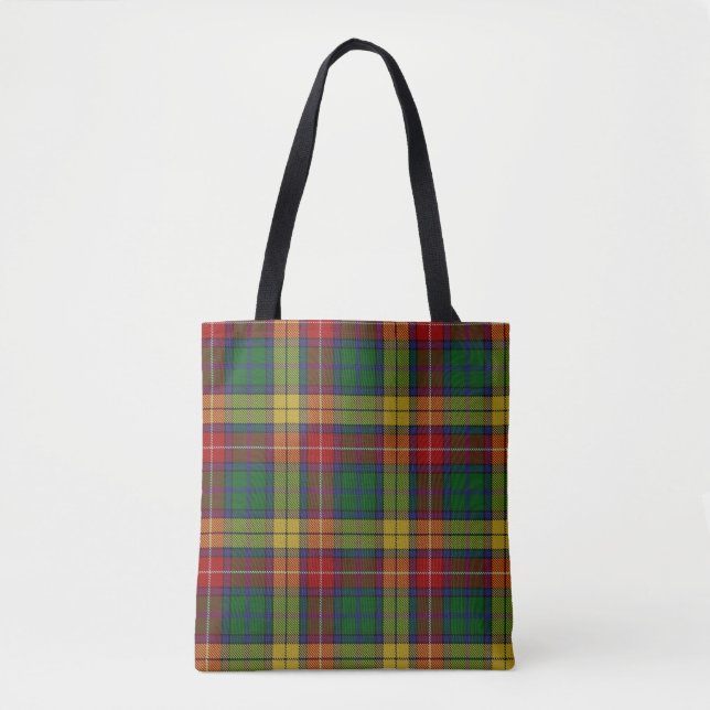 Bolsa Tote Xadrez de Tartan escocesa de Buchanan do clã (Frente)