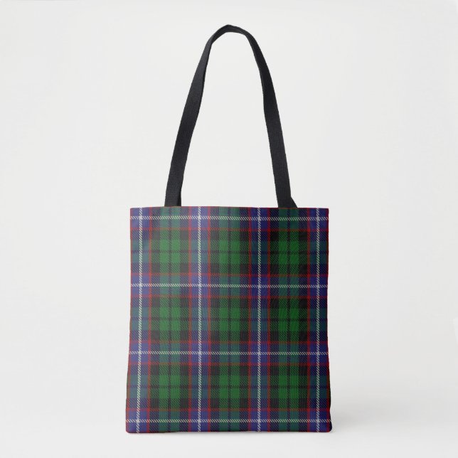 Bolsa Tote Xadrez de Tartan escocesa de Russell do clã (Frente)