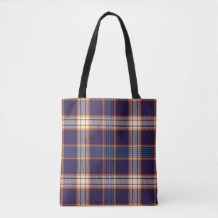 Bolsa Tote Xadrez de Tartan, textura colorida do marinho.
