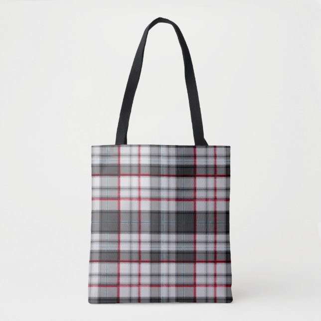 Bolsa Tote xadrez de tartan texturizada por cinza (Frente)