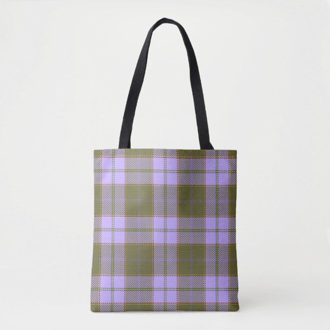 Bolsa Tote Xadrez de Tartan verde e roxo - Scottish Seamless  (Frente)