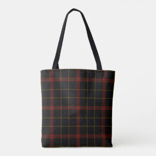 Bolsa Tote Xadrez de Tartan vermelha preta do ouro amarelo