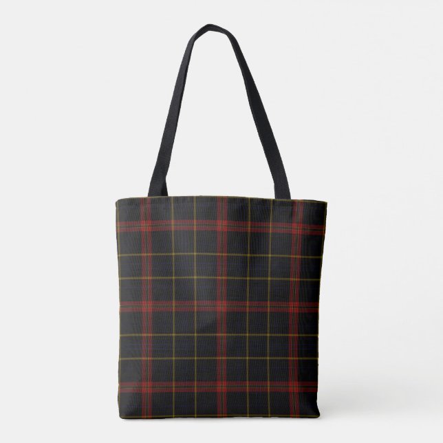 Bolsa Tote Xadrez de Tartan vermelha preta do ouro amarelo (Verso)